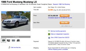Ford advertisement from eBay Motors screenshot.